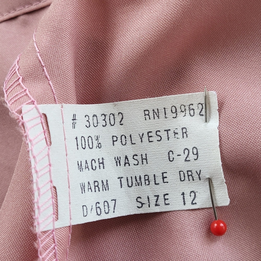 Paddy Lee Vintage Rose Pink Polyester Blouse Size 12 - Picture 7 of 8